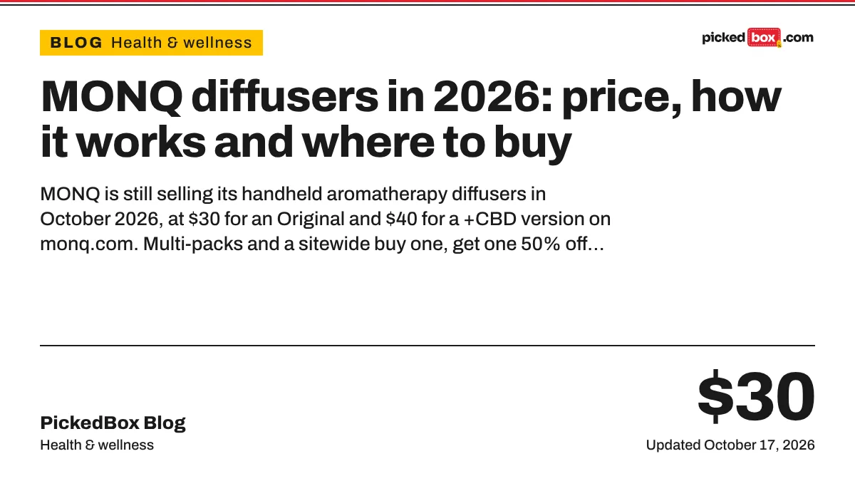 MONQ diffusers in 2026: price, how it works and where to buy. PickedBox guide plate, updated October 17, 2026.